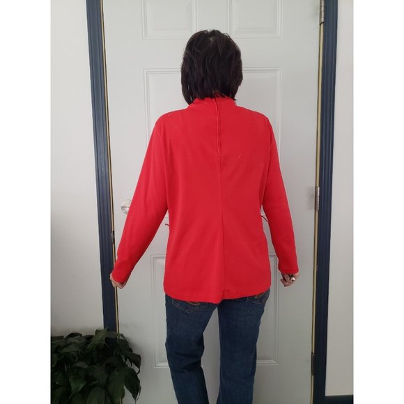 70s Polyester Red Mock Turtleneck - Picture 3 of 4